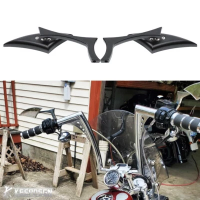 2x Side Mirrors Rearview Black For Harley Sportster 883 Iron 1200 Softail Fatboy