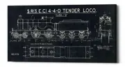 'Train Blueprint II' by Wild Apple Portfolio, Canvas Wall Art, 12"x24"