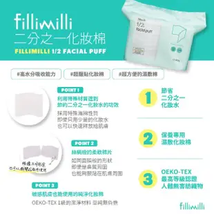 【Fillimilli】1/2化妝棉(100入 濕敷化妝棉)