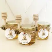 24 Honey Jar Favors 2 oz. each with attached Wooden Dippers & Bee Charms 24