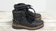 Sam Edelman Womens Size 6M Black Bren Round Toe Lace Up Ankle Combat Boot