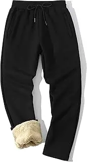[MANLUODANNI] Men's Winter Fleece Sweatpants Sherpa Lined Pants Active Drawstring Jogger Trousers
