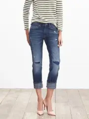 NWT Banana Republic Patchwork Boyfriend Jeans Premium Denim ≈ Size 27 4 S