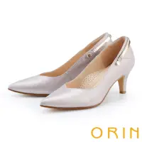 在飛比找momo購物網優惠-【ORIN】金屬飾條兩穿花嫁尖頭高跟鞋(粉色)