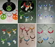 Wine Glass Charms Set of 6 NEW Handmade Colorful Novelty Theme customizable
