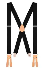 Buyless Fashion Button End Logger Men Suspenders 48" Adjustable 1 1/4" X Shape