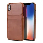 For Iphone Xr Calf Texture Pu + Pc Protective Case With Card Slots(Brown)