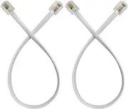Phone Cable 1 Foot Short Telephone Line Cord with RJ11 6P4C Connectors for Landline Phone, Fax Machine and Modem, for Both in-Wall and Out-Wall Using, White, 2 Pack, AV04222