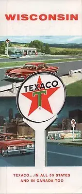 1961 Texaco Road Map: Wisconsin NOS