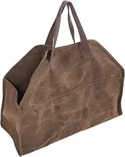 LOCADENCE Firewood Carrier Firewood Bag, Heavy Duty Waxed Canvas Log Carrier Tote, Large Firewood Holder Shopping Bag, Fireplace Wood Stove Accessories Storage Bag for Camping BBQ