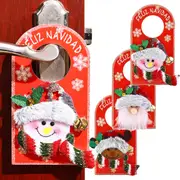 3Pcs Vintage Merry Christmas Door Knob Hanger Santa/Snowman/Elk For Holiday Nativity Tree Door Decor