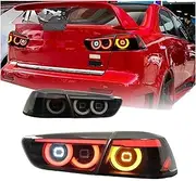 Pair Of Car Tail Light Assembly ，Compatible With Mitsubishi Lancer 2008-2018 LED Brake Flowing Water Flicker Plug And Play Tail Lamps