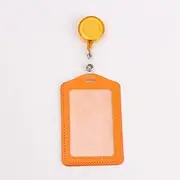 [HIFFEY] Easy Pull Buckle Student ID Card Credential Holder PU Leather Bus Card Cover Plastic Keychain Gift (Color : P)