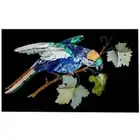 15" X 24" Black Marble Wall Panel Stone Parrot Inlay Marquetry Art Home Interior
