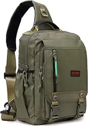 Sling Bags Chest Shoulder Backpacks, 13.3'' 14.1'' Laptop Backpack Crossbody Messenger Bag Travel Outdoor Men Women, Army Green-nylon, 13.3 Inch