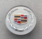 PAIR CENTER CAP CADILLAC STS XLR XTS SILVER WITH MULTICOLORED CRUST OEM #9596628