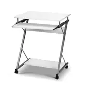 Office Computer Desk Study Metal Student Table Pull-Out Tray Mobile 60x48x75cm