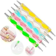 5pcs Multicolor Gem Crystal Rhinestones Picker Pen Nail Art Craft Tool 2 Way Dotting Pen Tool Nail Art Tip Dot Paint Manicure Kit
