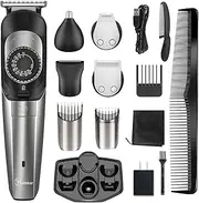 Hatteker Beard Trimmer for Men Hair Clipper Cordless Body Moustache Nose Hair Groomer Kit Precision Trimmer 5 in 1 USB Rechargeable