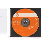 2-PK HP Logo 4-12X Blank CD-RW CDRW ReWritable Disc in Slim Jewel Case