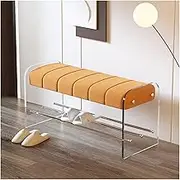Shoe Bench Upholstered Storage Bench for Shoes - Seat Shoe Bench with Upholstered Fabric Seat Cushion and Shoe Racks - Perfect for Entryway, Mudroom, Foyer Shoe Rack Bench(Orange,80 * 40 * 45cm)