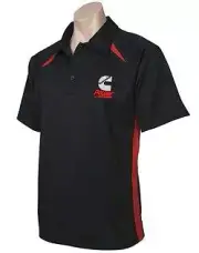 Cummins Mens Black Power Polo Red Splice; Polo Shirt; shirt; Truck; top, t-shirt