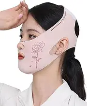 TPZORJX 1 x Half Face Plus Lift Mask, V-Face Mask, Face Double Lift Mask, Sleeping Mask for Double Chin and Saggy Face Skin (Pink Print)