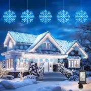 Christmas Snowflake Icicle Lights Outdoor - Plug-In 10.5Ft 5 Drops 240LED Snowfl