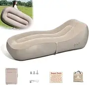 Auto Inflatable Lounger, Portable Air Sofa, Can Bear 150KG, Weighs Only 2.5KG, Fast Inflation, Detachable Air Pump, and Waterproof Design（Khaki）