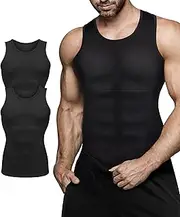 [Eleady] Mens Compression Shirt Slimming Body Shaper Vest Workout Tank Tops Abs Abdomen Undershirts
