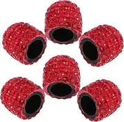 GRIRIW 6pcs Car Valve Cap Car Accessories Car Tire Valve Caps Valve Stem Covers Valve Automotive Cars Sparkling Valve Stem Caps Tire Nozzle Caps Rhinestones Red