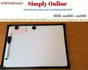 One Whiteboard with Marker - 290mm × 220mm - with Two Magnet Buttons White board