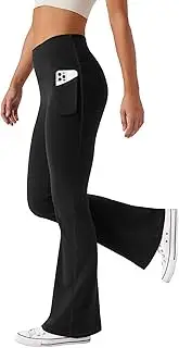 [JEKAOYI] Women's Flare Yoga Pants with Pockets High Waist Casual Bell Bottom Bootcut Leggings