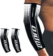 GORLETIC Elbow Compression Sleeves (Pair) - Elbow Support - Non-slip and Elastic for Calisthenics, Fitness, Gym and Epicondylitis - Men/Women, black/white, Large