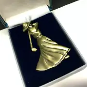 Vintage FORT Brand Old Time "LADY GOLFER" Brooch Long Dress Collectible L19e