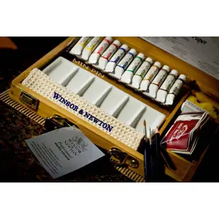 英國WINSOR&NEWTON牛頓 竹盒精裝12色專家級條狀水彩套組