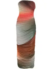 [The Attico] ruched-detail gradient midi dress 42 Multicolour