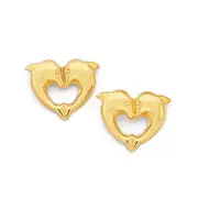 9ct Gold Double Dolphin Stud Earrings