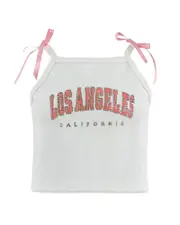 Lola + The Boys Girls' Bow Detail Studded Graphic Tank - Little Kid, Big Kid