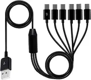 Tunghey USB A to USB C Splitter Cable, 6 in 1 Multi USB 2.0 Type A Male to 6 USB C Male Charging Cable for Phone, Tablet (0.5M)