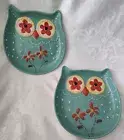 Cracker Barrel Ceramic Owl Shaped Plate Robin Egg Blue Set of 2 Plates NEW