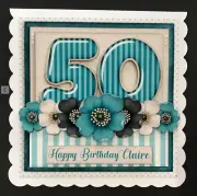 50 50th Female Handmade 3D Birthday Card CAN BE PERSONALISED WITH NAME