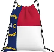 EdWal North Carolina State Flag Print Drawstring Backpack Gym Bags Sports Draw String Bags For Gym Travel Swimming Beach, White, One Size