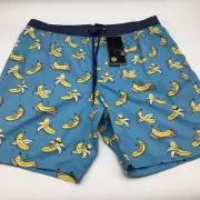 Micros Mens Going Bananas Board Shorts Swim Trunks Blue Size XL NWT