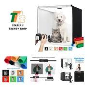 Folding Photo Studio Light Box with 100 LEDs & 6 Washable Backdrops - 32" Square