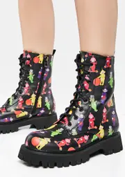 [Koi Footwear] x Teletubbies Multi Print Combat Boots