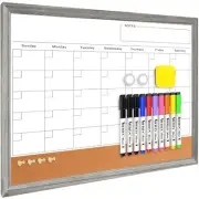 17x13 Magnetic Dry Erase & Corkboard Combo Calendar for Office Kitchen