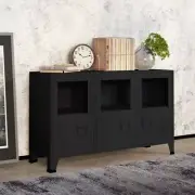 NNEVL Industrial Sideboard Black 105x35x62 cm Metal and Glass