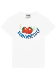 Damson Madder Buon Appetito Printed Cotton T-shirt - White - 10 (UK10 / S) 10 (UK10 / S)
