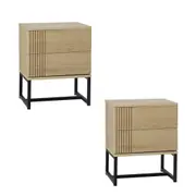 Oikiture Set of 2 Bedside Tables Side Table Bedroom Storage Nightstand Metal